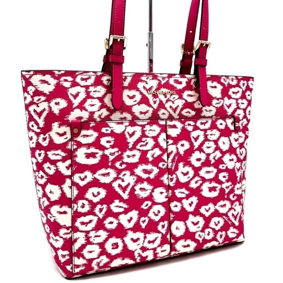 Michael Kors Jet Set Medium Pocket Tote Bag Electric Pink Multi - Picture 3 of 11